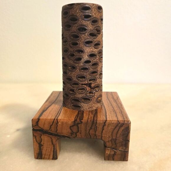 Banksia wood Candle Holder Handcrafted by J. Smith Candlestick - Picture 1 of 12
